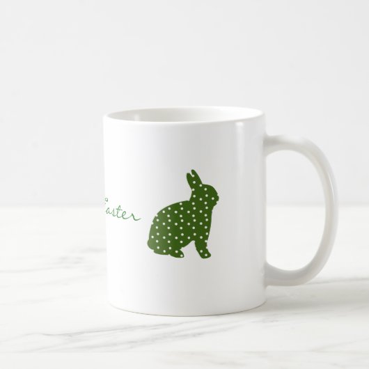 Mug Mignonne Pâques lapin vert olive avec taches blanc (Droite)
