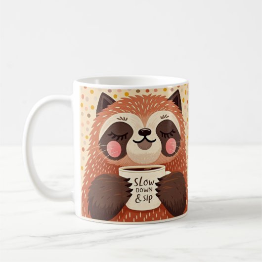 Mug Mignonne paresse de dessin avec des yeux somnolent (Gauche)
