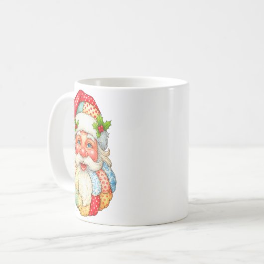 Mug Mignonne Patchwork Santa Claus Noël Noël Noël Noël (Devant gauche)