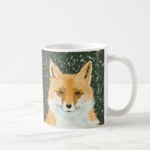 Mug Mignonne Petit Renard Rouge - dans la neige.