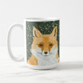 Mug Mignonne Petit Renard Rouge - dans la neige. (Gauche)