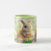 Mug Mignonne robe jaune lapin Première Pâques Personna (Centre)