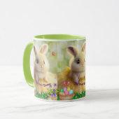 Mug Mignonne robe jaune lapin Première Pâques Personna (Devant gauche)