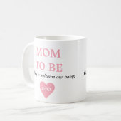 Mug Mignonne Rose Et Blanc Première Fois Maman À Être (Devant gauche)