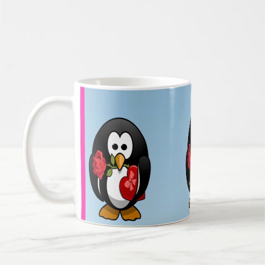 Mug Mignonne Saint Valentin Pingouin Drôle Drôle Carto (Gauche)
