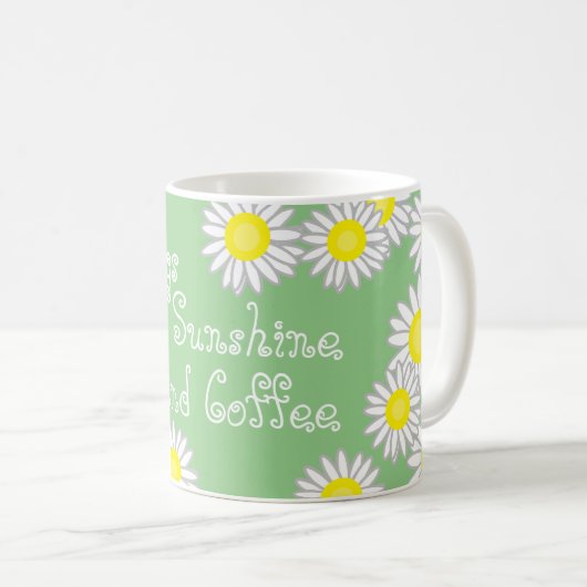 Mug Mignonne salope jaune et blanc vert Daisy Dit (Devant droit)