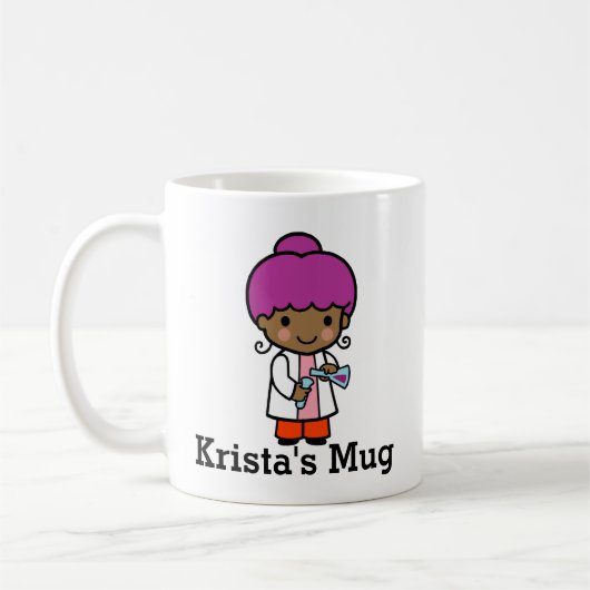 Mug Mignonne scientifique / Fille chimiste avec flacon (Gauche)