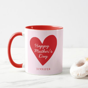 Mug Mignonne simple rose et coeur rouge cadeau de la f