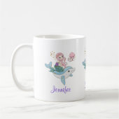 Mug Mignonne sirène chevauchant un dauphin sous la mer (Gauche)