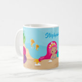Mug Mignonne sirène fille personnalisée sous la mer (Devant gauche)