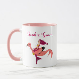 Mug Mignonne sirène mauve personnalisée & Mermingo ros