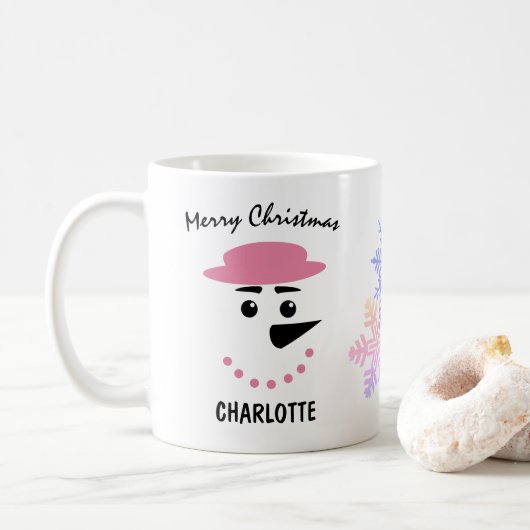 Mug Mignonne Snowman Dans Un Casquette De Bateau. Joye (Avec donut)