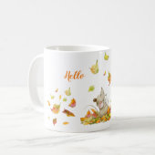Mug Mignonne souris et orange jaune tomber eau feuille (Devant gauche)