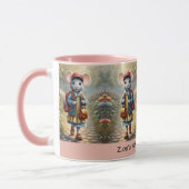 Mug Mignonne souris fille sur le chemin de l'école, co (Gauche)