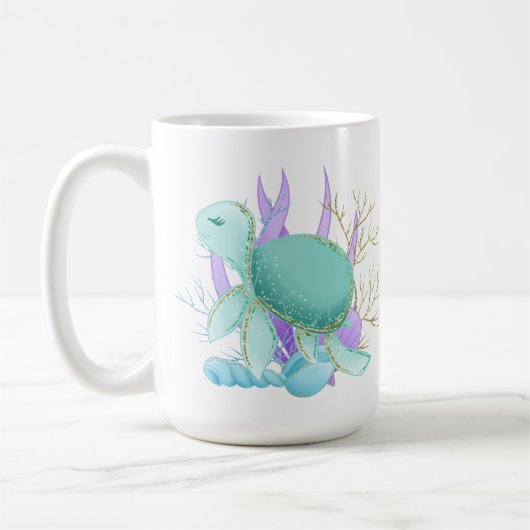 Mug mignonne tortue de mer ajouter monogramme (Gauche)