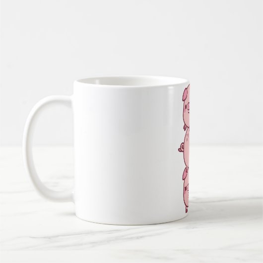 Mug Mignonne Trois Petits Cochons Empilés Ensemble Drô (Gauche)
