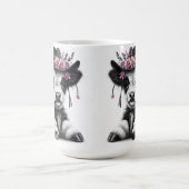 Mug Mignonne Veau Portant Casquette orné de fleurs (Centre)