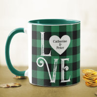 Mignonne Vert Plaid Amour Luck Coeur Clover Couple