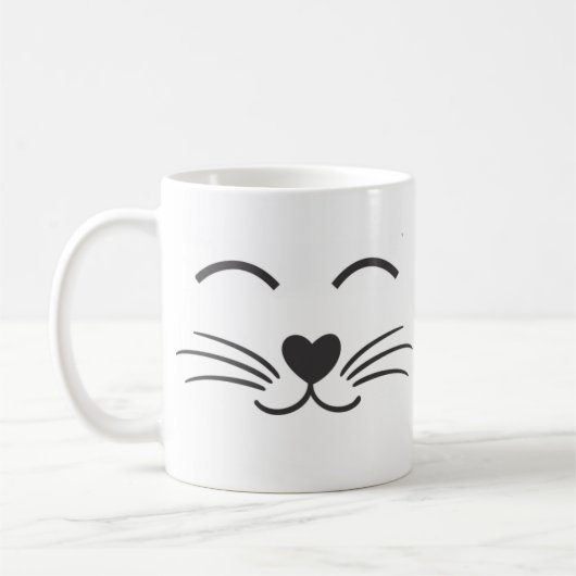 Mug Mignonne Visage De Chat Avec Wiskers (Gauche)