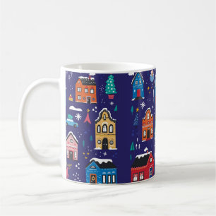 Mug Mignonnes maisons de Noël plats illustrations vint