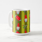 Mug Mignons Gnomes de Noël sur vert (Devant gauche)