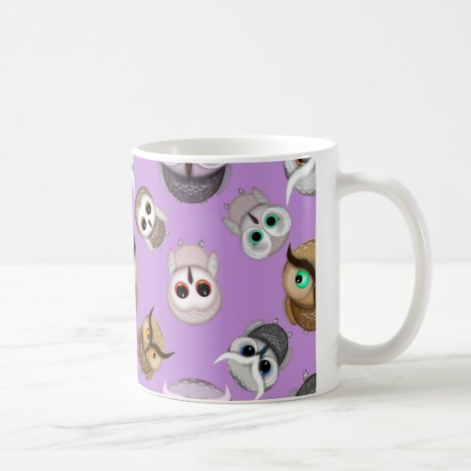 Mug Mignons hiboux sur fond violet (Droite)