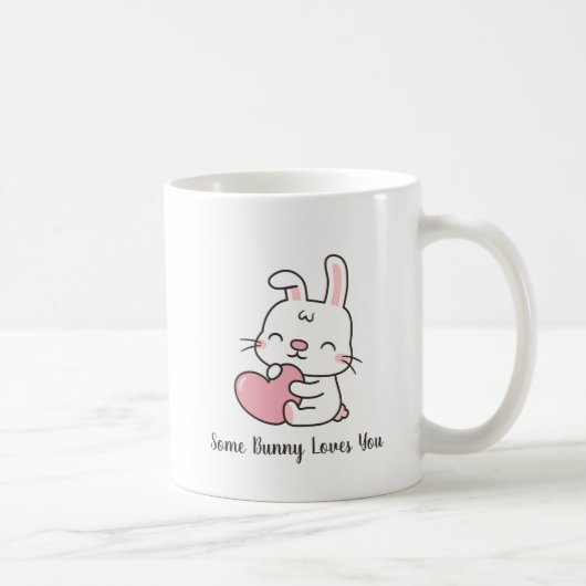 Mug Mignons Lapins Blancs, Un Gros Lapin T'Aime Pâter (Droite)