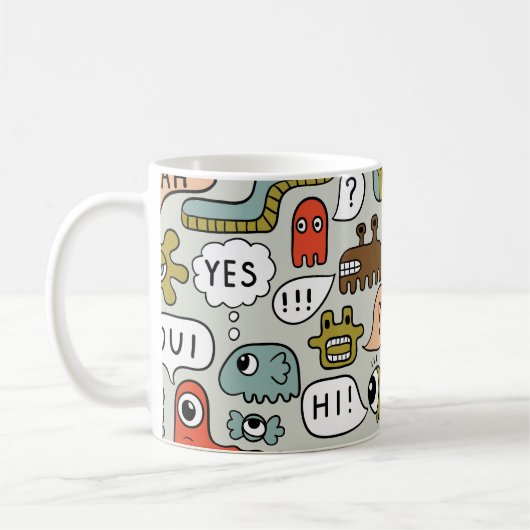 Mug Mignons monstres de dessin : Arrière - plan sans c (Gauche)