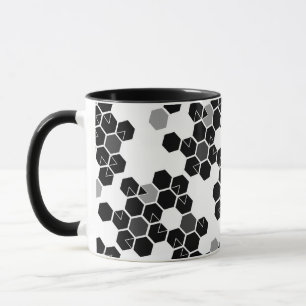 Mug Mignons motifs de données hexagonales noir et blan