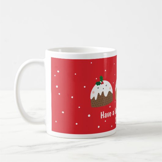 Mug Mignons petits poudings de Noël sur rouge (Gauche)
