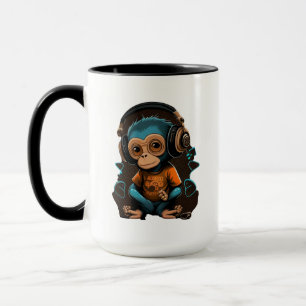Mug Mignons Singe Écouter Musique, Musique Singe Immer