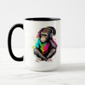 Mug Mignons Singe Écouter Musique, Musique Singe Obséd (Gauche)