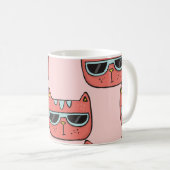 Mug Mignons visages de chat, motif sans soudure. (Devant droit)