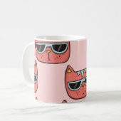 Mug Mignons visages de chat, motif sans soudure. (Devant gauche)