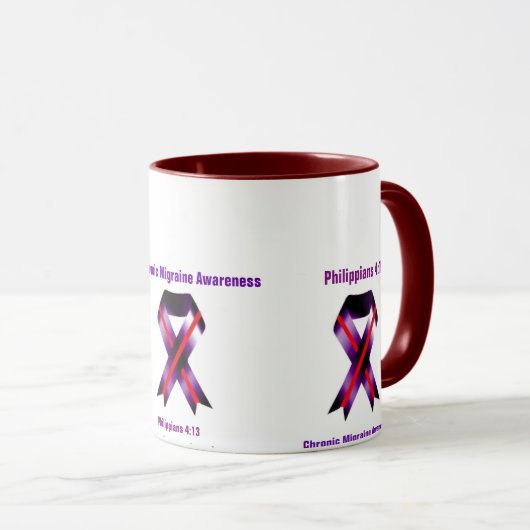 Mug Migraine chronique Philippiens 4:13 Sensibilisatio (Devant droit)