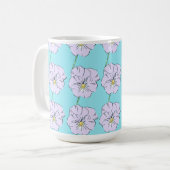 Mug Mikitiez bleu minuscule motif de fleurs blanches (Devant gauche)