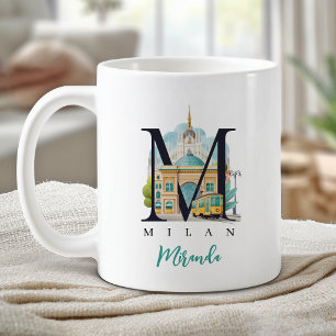 Mug Milan Italie Monogramme Lettre M Cadeau Personnali