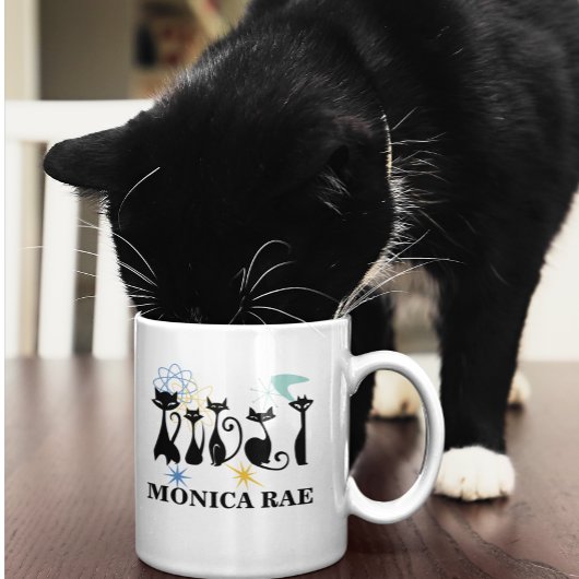 Mug Milieu du siècle moderne les années 50 Black Cats