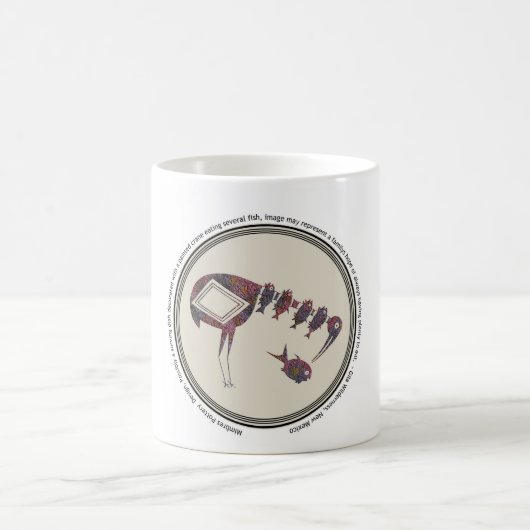 Mug Mimbres Poterie Design Grue Manger Poisson (Centre)