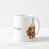 Mug Mini-dachshund à poil long mignon Nom personnalisé (Devant droit)