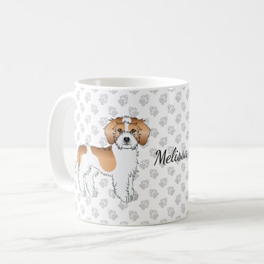 Mug Mini Goldendoodle couleur abricot parti et nom (Devant gauche)