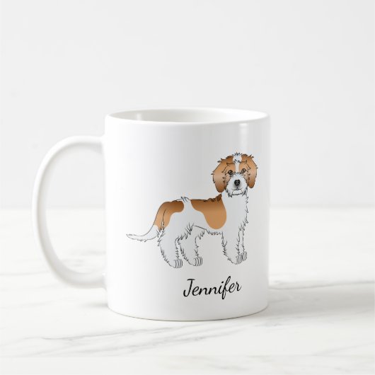 Mug Mini Goldendoodle couleur abricot parti et nom (Gauche)