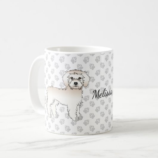 Mug Mini Goldendoodle de dessin animé couleur crème & (Devant gauche)