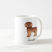 Mug Mini Goldendoodle roux dessin animé de chien & nom (Devant droit)