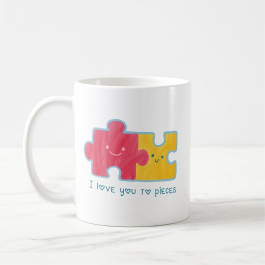 Mug Mini Puzzle Couple Charming Rose Jaune mignon (Gauche)