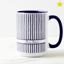 Mini rayures à l'aquarelle bleu tendance nom perso