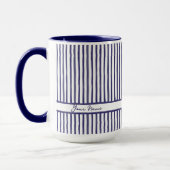 Mug Mini rayures à l'aquarelle bleu tendance nom perso (Gauche)