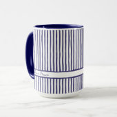 Mug Mini rayures à l'aquarelle bleu tendance nom perso (Devant gauche)