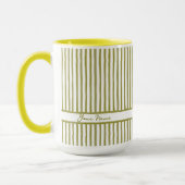 Mug Mini rayures à l'aquarelle jaune tendance avec nom (Gauche)