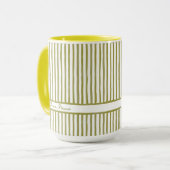 Mug Mini rayures à l'aquarelle jaune tendance avec nom (Devant gauche)